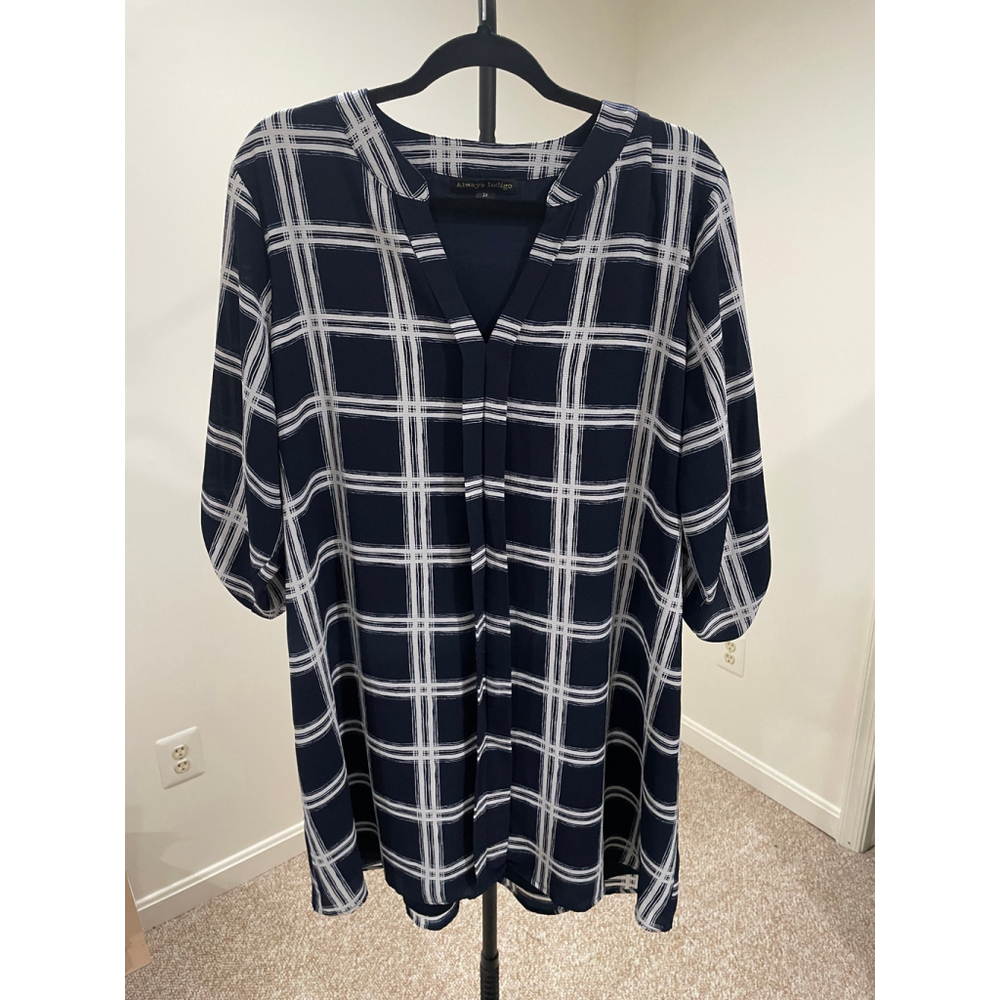 Always Indigo Blue/White Shift Dress - Size Medium (EUC)